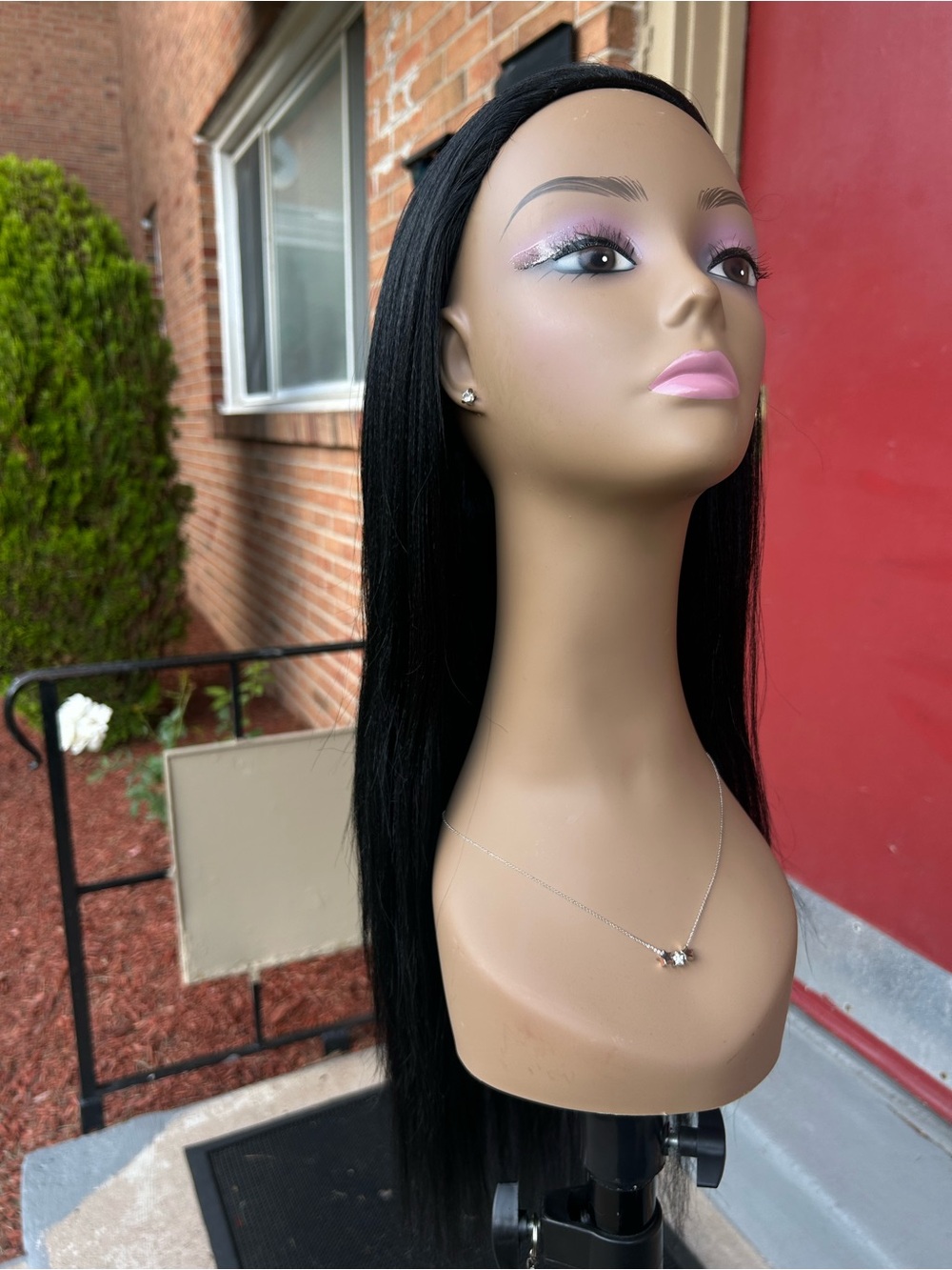 Sleek Black Straight Women's half Wig - Brand Unspecified synthetic